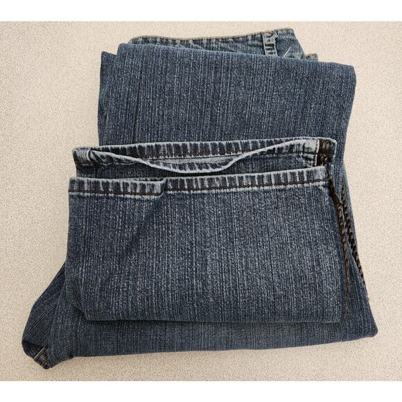 Coldwater Creek Blue Black Leather "Braided Look" Seams Jeans 14P Lightweight - Picture 7 of 7